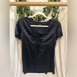 Navy blue satin top from Banana Republic.